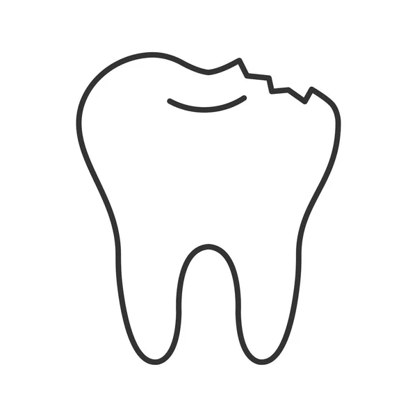 折れた歯線形アイコン 細い線の図 歯の欠損 輪郭のシンボル ベクトル分離描画 — ストックベクタ