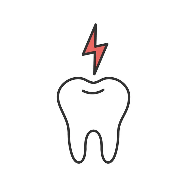 Diş Ağrısı Renk Simgesi Yıldırım Ile Diş Zole Vektör Çizim — Stok Vektör