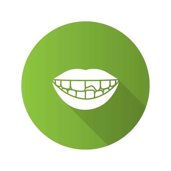 Сломанный Плоский Зуб Длинным Символом Тени Осколочный Зуб Векторный Силуэт — стоковый вектор