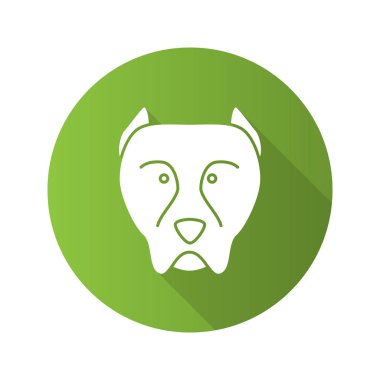 Pit bull düz tasarım uzun gölge glif simgesi. Staffordshire Terrier. Köpek doğurmak mücadele. Vektör siluet çizimi