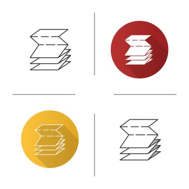 Kağıt broşür simgesi katlanmış. Tasarım, doğrusal düz ve stilleri renk. Boş broşür. İzole vektör çizimler