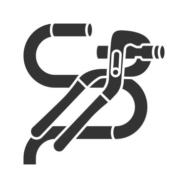 Dil ve oluk pense tel glif simgesi kesme. Çene kapasitesi. Siluet simge. Negatif alan. İzole vektör çizim