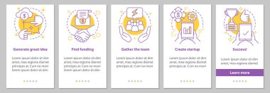 Goal achieving onboarding mobile app page screen with linear concepts. Business development steps graphic instructions. UX, UI, GUI vector template with illustrations clipart