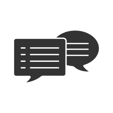 Konuşma kabarcıklar glif simgesi. Sohbet. Forum. Siluet simge. Negatif alan. İzole vektör çizim