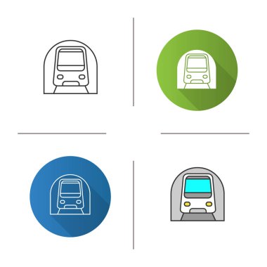 Metro simgesi. Metro, metro. Hızlı taşıma. Tasarım, doğrusal düz ve stilleri renk. İzole vektör çizimler
