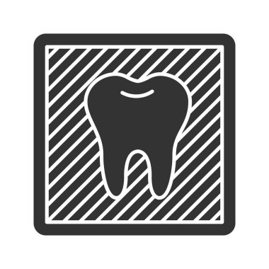 Diş röntgeni glif simgesi. Radyografik görüntü diş. Diş radyografi. Siluet simge. Negatif alan. İzole vektör çizim