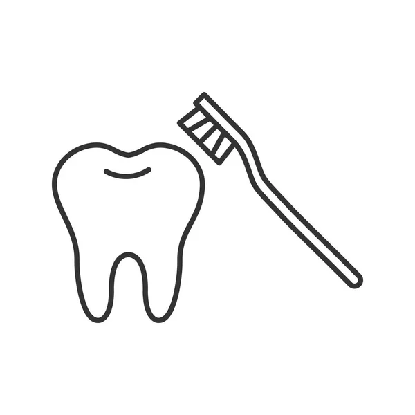 Doğru Diş Fırçalama Doğrusal Simgesi Nce Hat Illüstrasyon Diş Fırçası — Stok Vektör