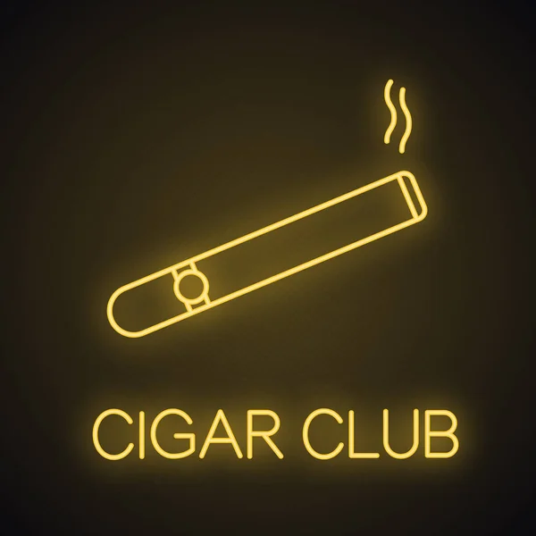 Burning Cigar Neon Light Icon Cigarette Smoking Area Cigar Club — Stock Vector