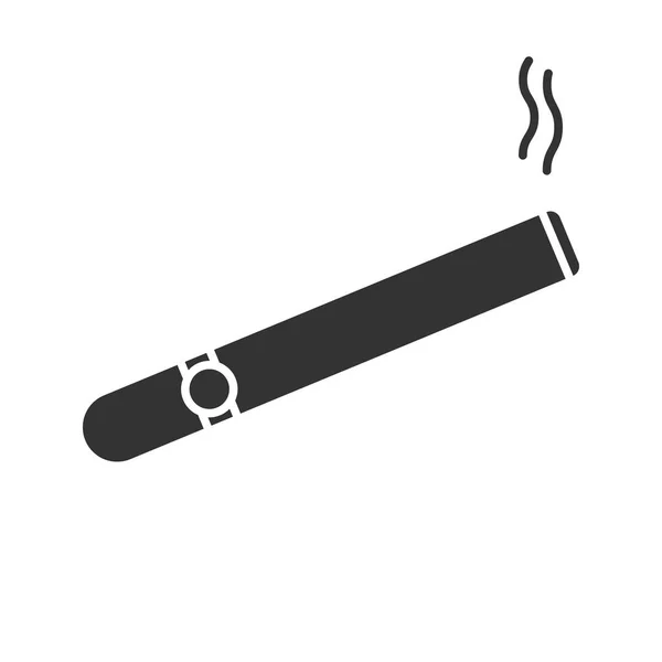 Burning Cigar Glyph Icon Cigarette Smoking Area Silhouette Symbol Negative — Stock Vector