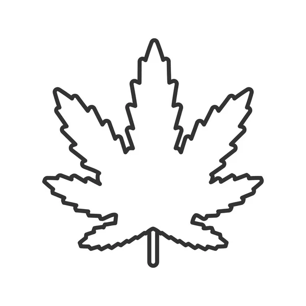 Marihuana Blatt Lineares Symbol Schmalspur Illustration Cannabis Ganja Kontursymbol Vektor — Stockvektor