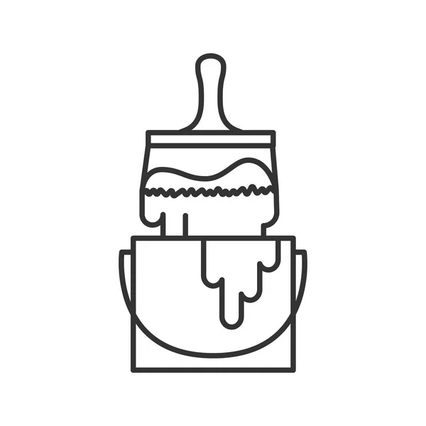 Grote Verf Penseel Emmer Lineaire Pictogram Illustratie Van Dunne Lijn — Stockvector