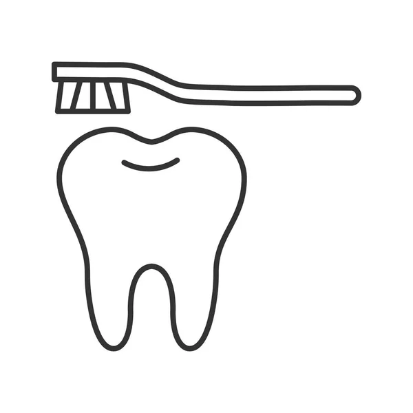 Правильная Чистка Зубов Линейной Иконкой Тонкая Линия Иллюстрации Зуб Зубной — стоковый вектор