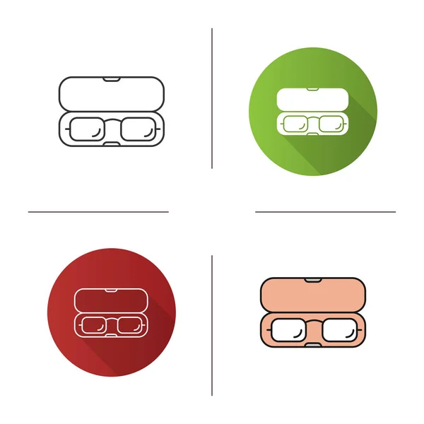 眼鏡ケースのアイコン 眼鏡ボックス フラットなデザイン 直線とスタイルを色します 分離ベクトル イラスト — ストックベクタ