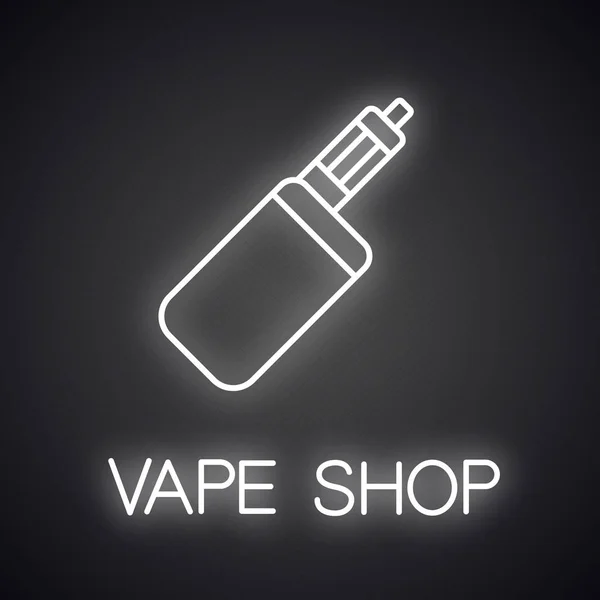 Cigarette Neon Light Icon Glowing Sign Vaporizer Vape Box Mod — Stock Vector