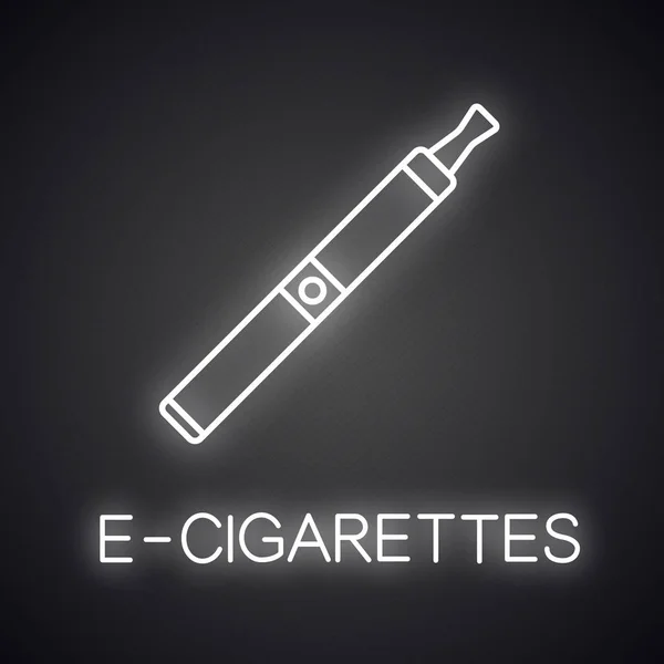 Cigarette Neon Light Icon Vape Pen Electronic Cigarette Glowing Sign — Stock Vector
