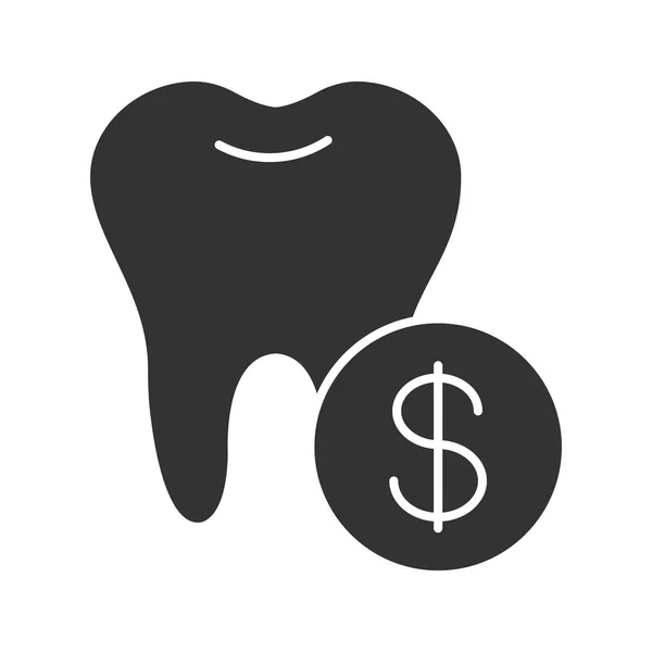 Icono Del Glifo Del Precio Los Servicios Dentales Símbolo Silueta — Vector de stock