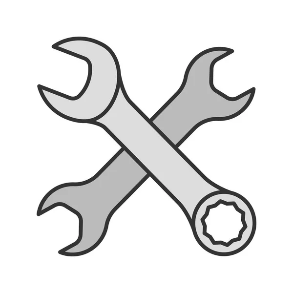 Иконка Цвета Гаечных Ключей Double Open End Combination Spanners Изолированная — стоковый вектор