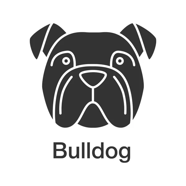 Engels Bulldog Glyph Pictogram Utility Hondenras Silhouet Symbool Negatieve Ruimte — Stockvector