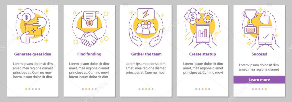 Goal achieving onboarding mobile app page screen with linear concepts. Business development steps graphic instructions. UX, UI, GUI vector template with illustrations