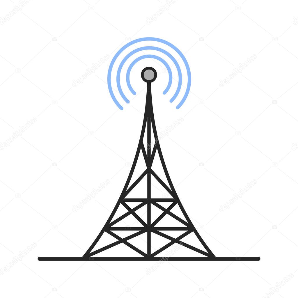 Radio tower color icon. Antenna. Isolated vector illustration