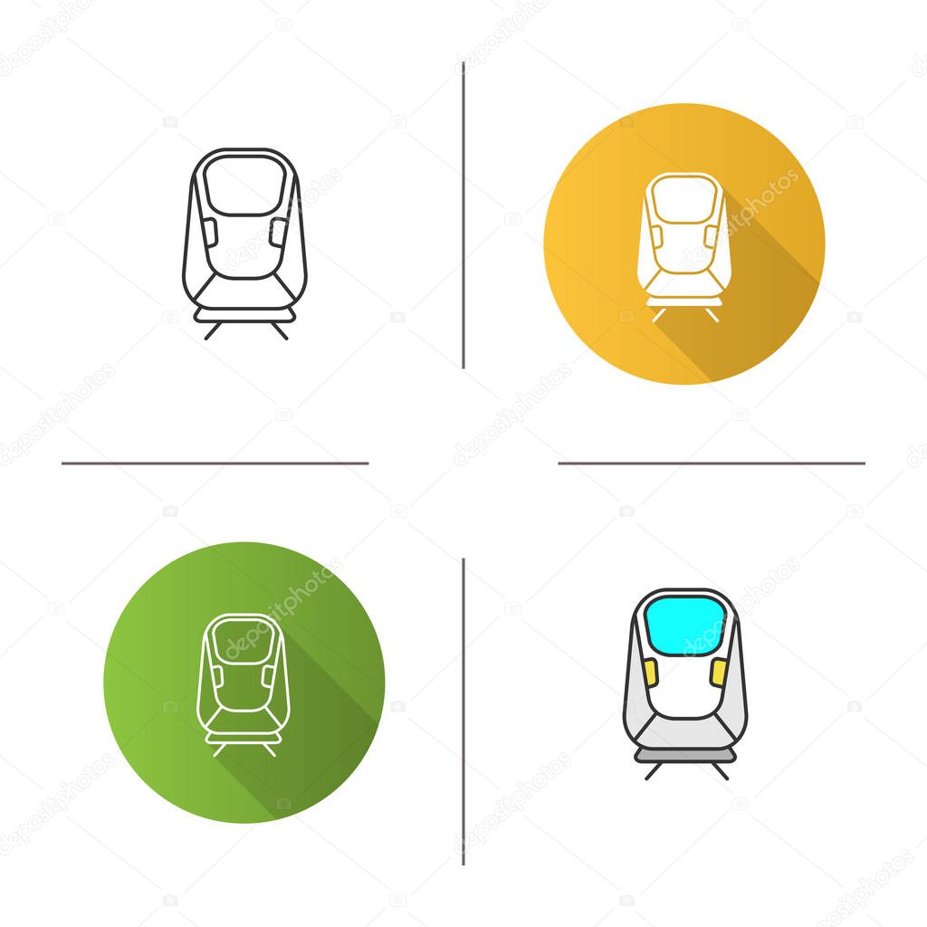 Transrapid icon. Maglev. High speed monorail train. Flat design, linear and color styles. Isolated vector illustrations