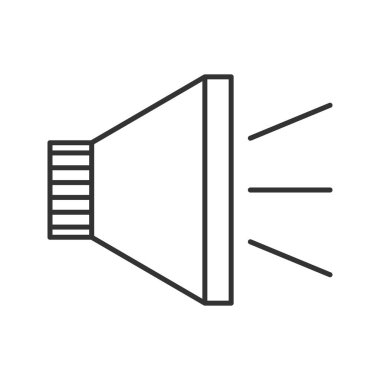 Megafon doğrusal simgesi. İnce hat illüstrasyon. Duyuru. Megafon. Kontur sembolü. Çizim vektör izole anahat