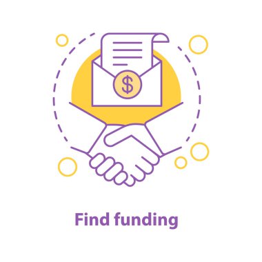 İş ortaklık kavramı simge. Bul finansman fikir ince hat illüstrasyon. Anlaşma. Çizim vektör izole anahat