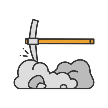 Balta kırma taşlar renk simgesi seçin. Madencilik. Navvy çekme. İzole vektör çizim