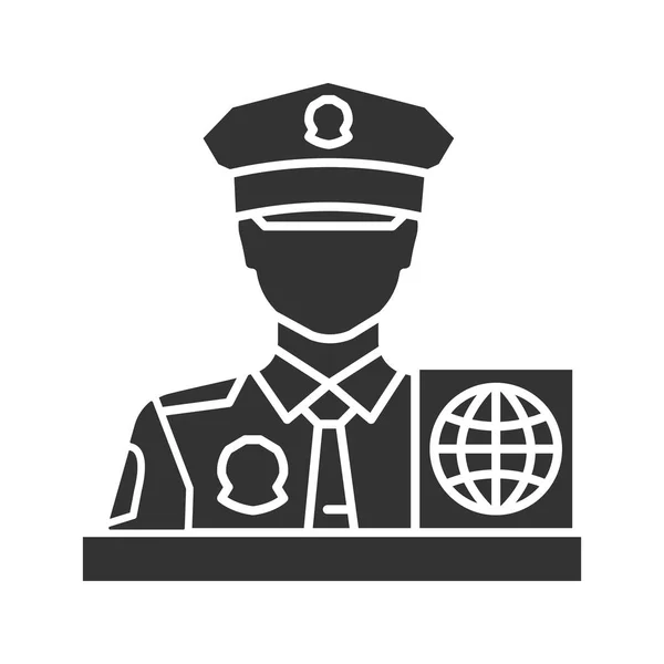 Icono Del Glifo Oficial Control Pasaportes Servicio Protección Fronteriza Símbolo — Vector de stock