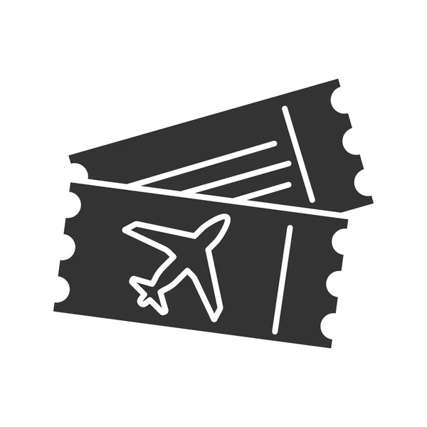Ikona Glifów Bilety Samolotu Linie Lotnicze Pokładowych Dokumentów Sylwetka Symbol — Wektor stockowy