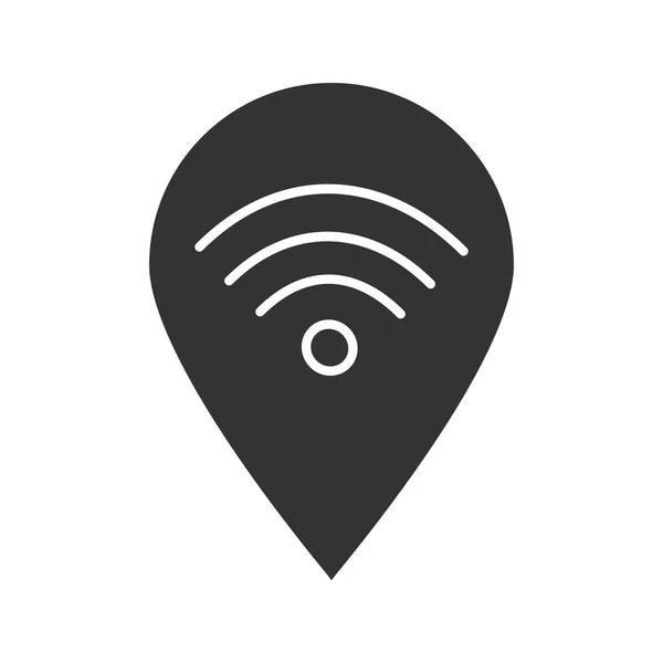 Mapa Localización Con Señal Wifi Dentro Del Icono Del Glifo — Vector de stock