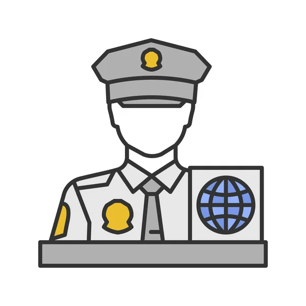 Icono Color Oficial Control Pasaportes Servicio Protección Fronteriza Ilustración Vectorial — Archivo Imágenes Vectoriales