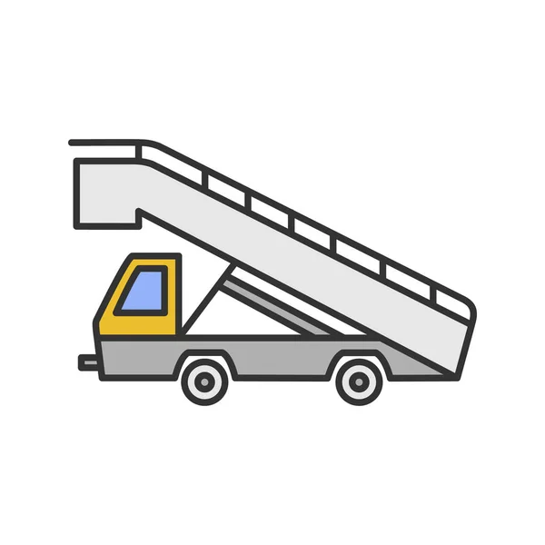 Icono Color Camión Escalera Escalera Aire Pasarela Pasajeros Ilustración Vectorial — Vector de stock