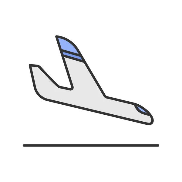 Vliegtuig Pictogram Voor Kleur Van Aankomst Vliegtuig Landing Geïsoleerde Vectorillustratie — Stockvector