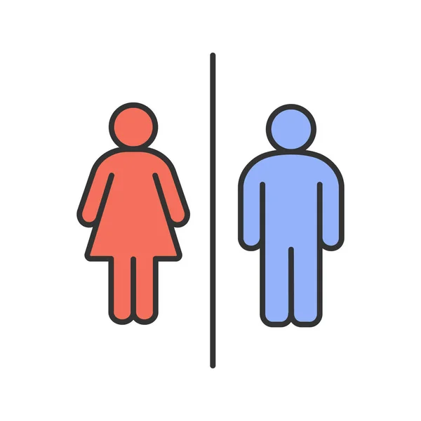 Openbaar Toilet Informatiebord Kleur Pictogram Toilet Mannelijke Vrouwelijke Geïsoleerd Vectorillustratie — Stockvector