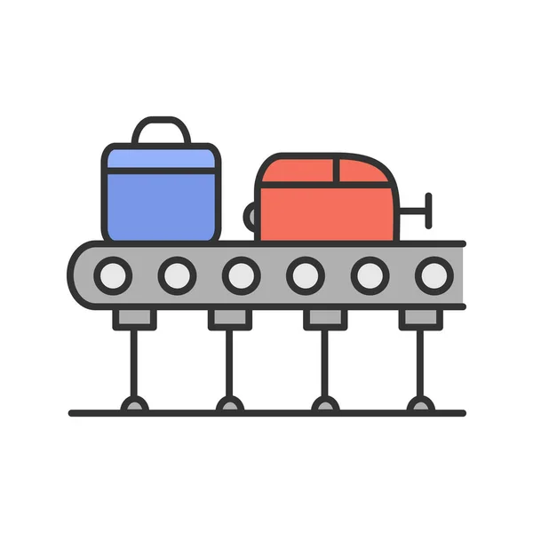 行李传送带颜色图标 行李回收 行李输送带 孤立向量插图 — 图库矢量图片