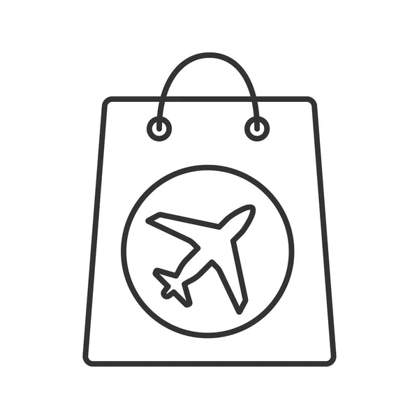 Линейный Значок Беспошлинной Покупки Тонкая Линия Иллюстрации Мешок Покупок Самолетом — стоковый вектор