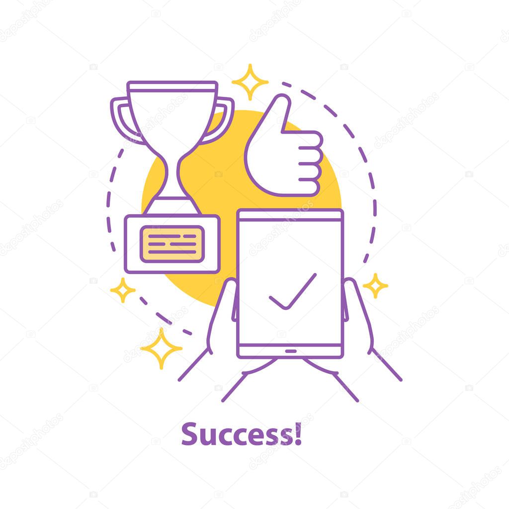 Win concept icon. Success idea thin line illustration. Goal achieving. Vector isolated outline drawing