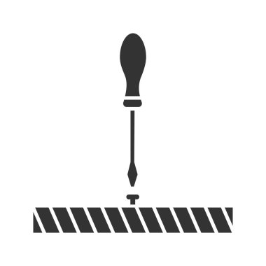 Tornavida, dönüş vida glif simgesi. Siluet simge. Negatif alan. İzole vektör çizim