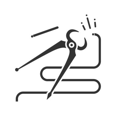 Carpenter'ın son karakter simgesi pense kesme. Siluet simge. Negatif alan. İzole vektör çizim