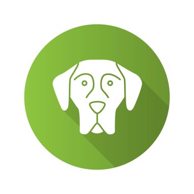 Danua düz tasarım uzun gölge glif simgesi. Alman Mastiff. Koruyucu köpek doğurmak. Vektör siluet çizimi