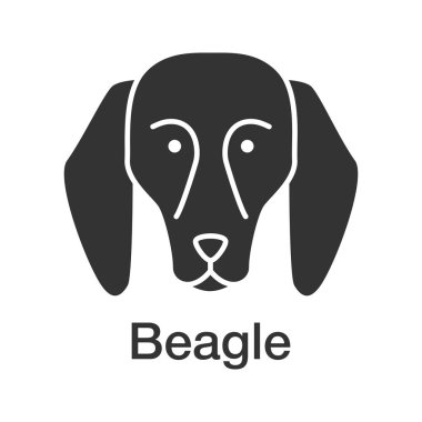Beagle glif simgesi. Tazı köpek doğurmak. Siluet simge. Negatif alan. İzole vektör çizim