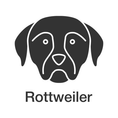 Rottweiler glif simgesi. Koruyucu köpek doğurmak. Siluet simge. Negatif alan. İzole vektör çizim