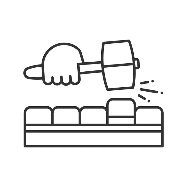 Pavement Bricks Lump Hammer Linear Icon Thin Line Illustration Builder — Stock Vector