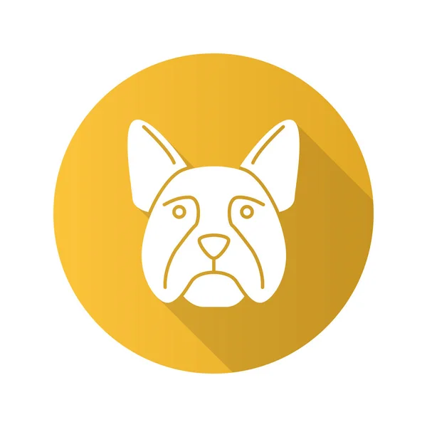 Französische Bulldogge Flaches Design Lange Schatten Glyphen Symbol Französisch Gebrauchshundezucht — Stockvektor