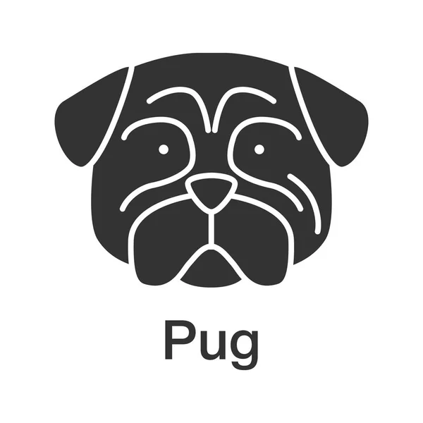 Pug Glyph Icon Mops Companion Dog Breed Silhouette Symbol Negative — Stock Vector