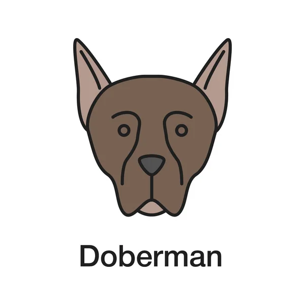Doberman Pinscher Icono Color Crianza Perros Guardianes Ilustración Vectorial Aislada — Archivo Imágenes Vectoriales