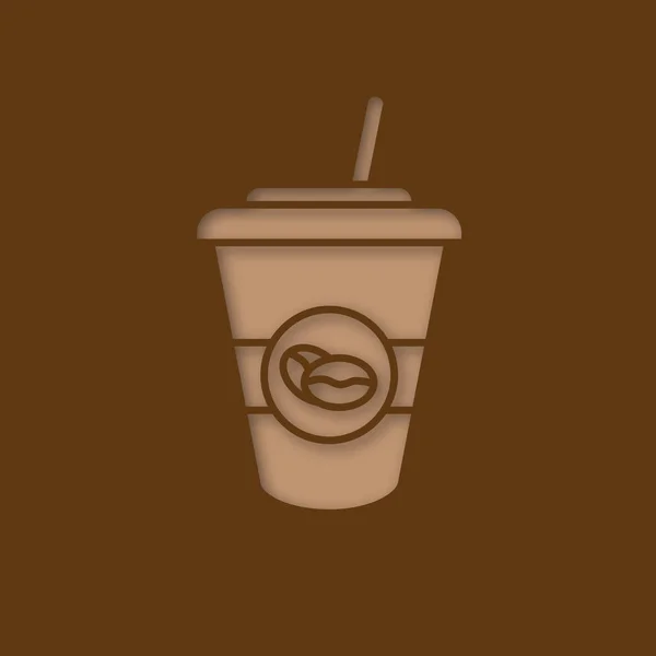 Iced Coffee Drink Paper Cut Out Icon Cangkir Kopi Sekali - Stok Vektor