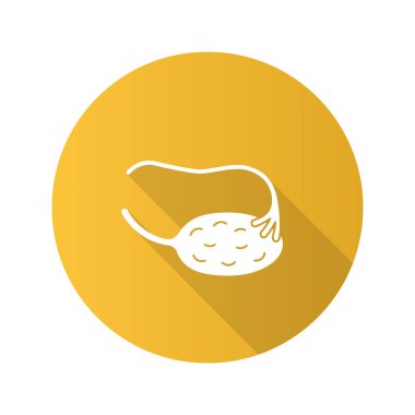 Yumurtalık ve fallop tüpü düz tasarım uzun gölge glif simgesi. Kadın üreme sistemi. Vektör siluet çizimi