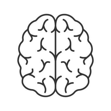 İnsan beyni doğrusal simgesi. İnce hat illüstrasyon. Sinir sistemi organı. Kontur sembolü. Çizim vektör izole anahat